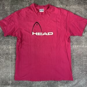 Men's Vintage 90's Head Tennis Racquet Hot Pink White Graphic T Shirt Tee Sz XL